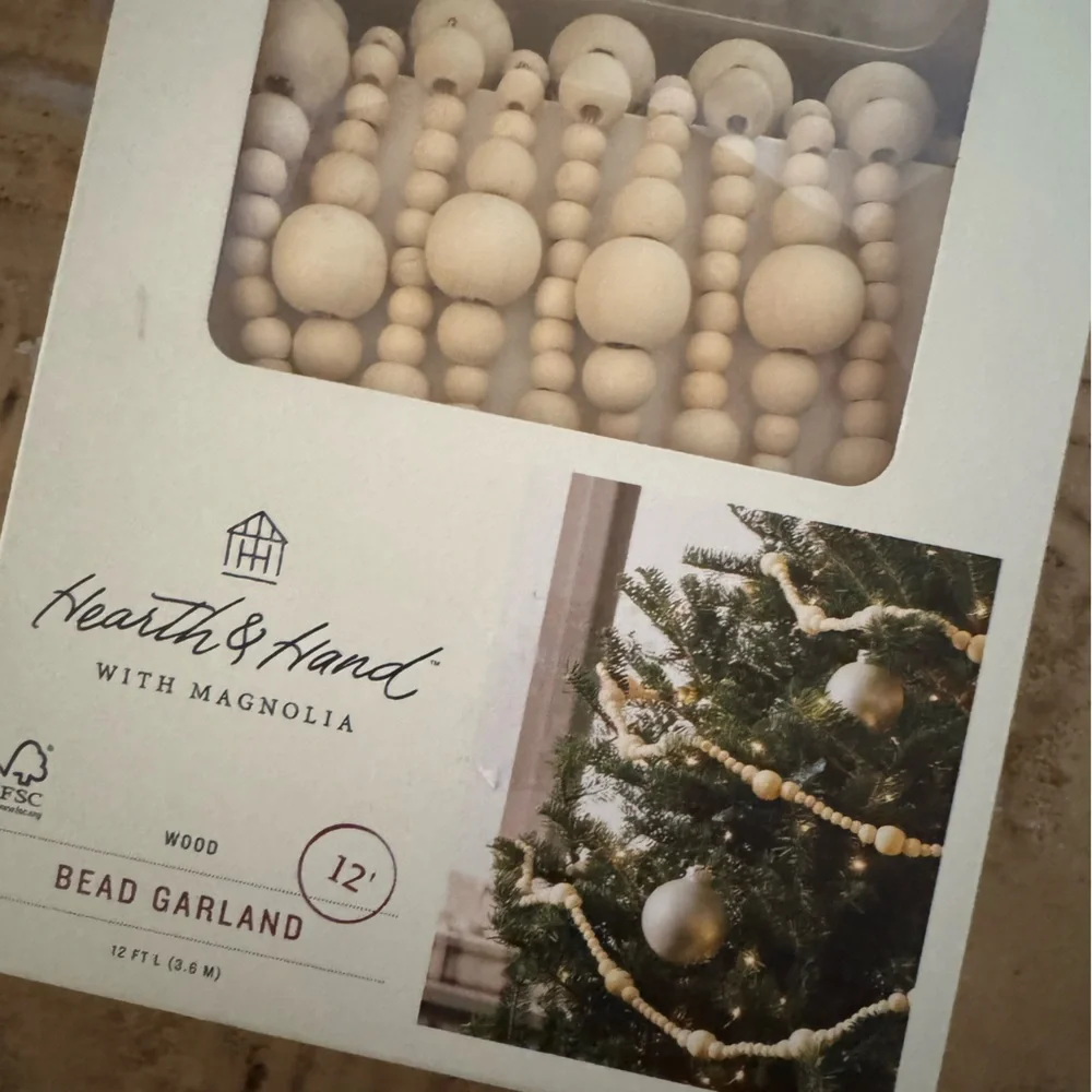 Hearth & Hand Natural Wood Bead Garland